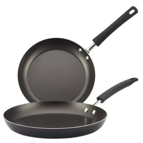 2-Piece Easy Clean Aluminum Non-Stick Frying Pan/Fry Pan/Skillet, Black