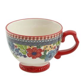 Dazzling Dahlias Red Ceramic 4-Piece Mug Set