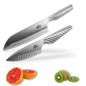 EaZy MealZ 2-Piece Knife Set 7-inch Santoku Knife and 4-inch Chef's Knife, Super Sharp Stainless Steel