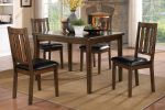 Dark Brown Cherry Finish 5pc Dining Set Table with 4 Chairs Black Faux Leather Upholstery Wooden Kitchen Funiture Dinette Set