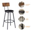 Long Bar Table Set with 3 PU Upholstered Bar Stools, Industrial Bar Table and Chairs for Kitchen Breakfast Table, Living Room, Banquet Hall, Rustic Br