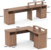 WASAGUN Wooden L Shaped Desk with Storage, 60 Inch L Shape Wood Computer Desks with USB Charging Port and Power Outlet, Large 2 Person Wood L Shape De