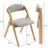 2 Pack Wooden Folding Chairs with Padded Seat and Back, Modern Dining Chairs Extra Chair for Guests Living Room Office Wedding Party