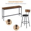 Long Bar Table Set with 3 PU Upholstered Bar Stools, Industrial Bar Table and Chairs for Kitchen Breakfast Table, Living Room, Banquet Hall, Rustic Br