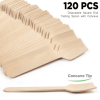 LotFancy 120Pcs Mini Wooden Spoons, 3.75" Disposable Tasting Sampling Spoon,Wood