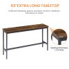 Long Bar Table Set with 3 PU Upholstered Bar Stools, Industrial Bar Table and Chairs for Kitchen Breakfast Table, Living Room, Banquet Hall, Rustic Br