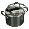 6 Quart Lock and Drain Charcoal Gray Pasta Pot