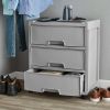 3 Drawer Wide Diamond Plastic Storage Cart, Soft Silver