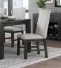 Antique Black Finish Modern 7pc Dining Set Rectangular Table and 6 Upholstered Chairs Textured Gray Wooden Dining Room Furniture