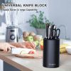 Knife Block Holder, Cookit Universal Knife Block without Knives, Unique Double-Layer Wavy Design, Round Black Knife Holder for Kitchen, Space Saver Kn